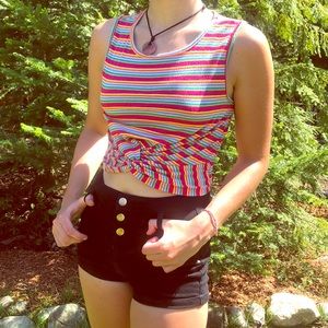 Rainbow stripped knitted crop top